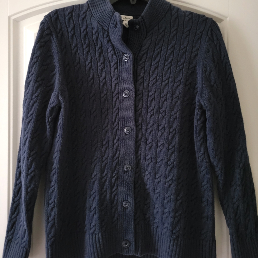 L.L.Bean Dark Blue Cable Knit Cardigan